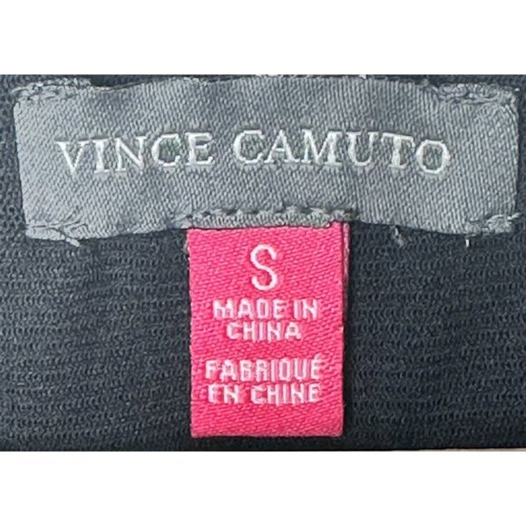 Vince Camuto Womens Shirt Cap Sleeve Peplum Hem Pullover Stretch Top Black Small - Picture 6 of 9